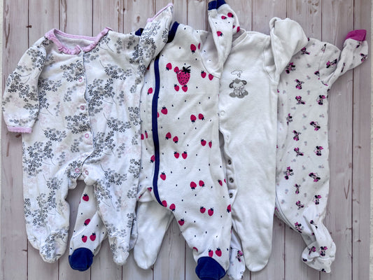 4 little girls footed sleepers , Kids 3 Month (0-3M)