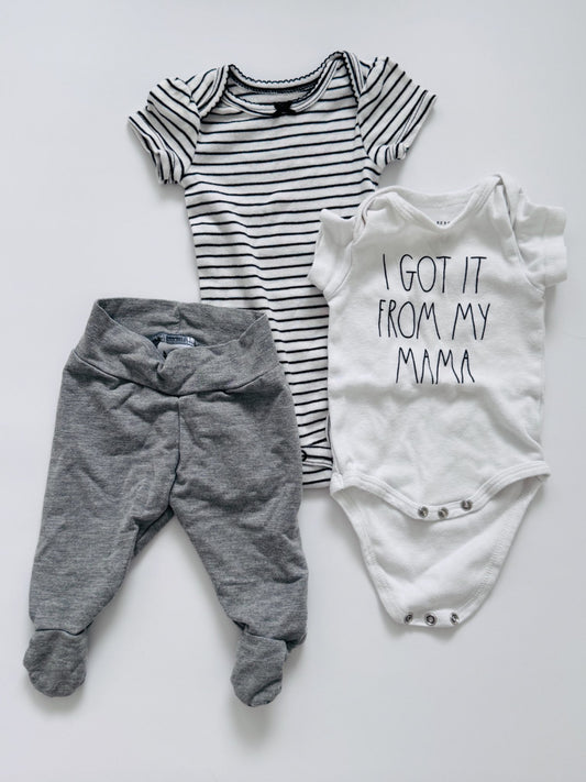Boreal Babe/Carters/Rae Dunn outfit, Kids 3 Month (0-3M)