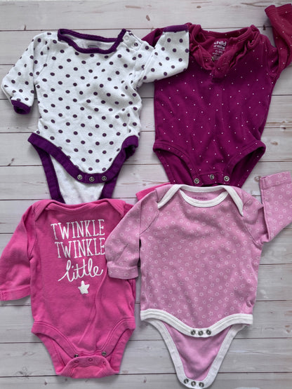 Moons (polka dots) and Stars long sleeve bodysuits, Kids 3 Month (0-3M)