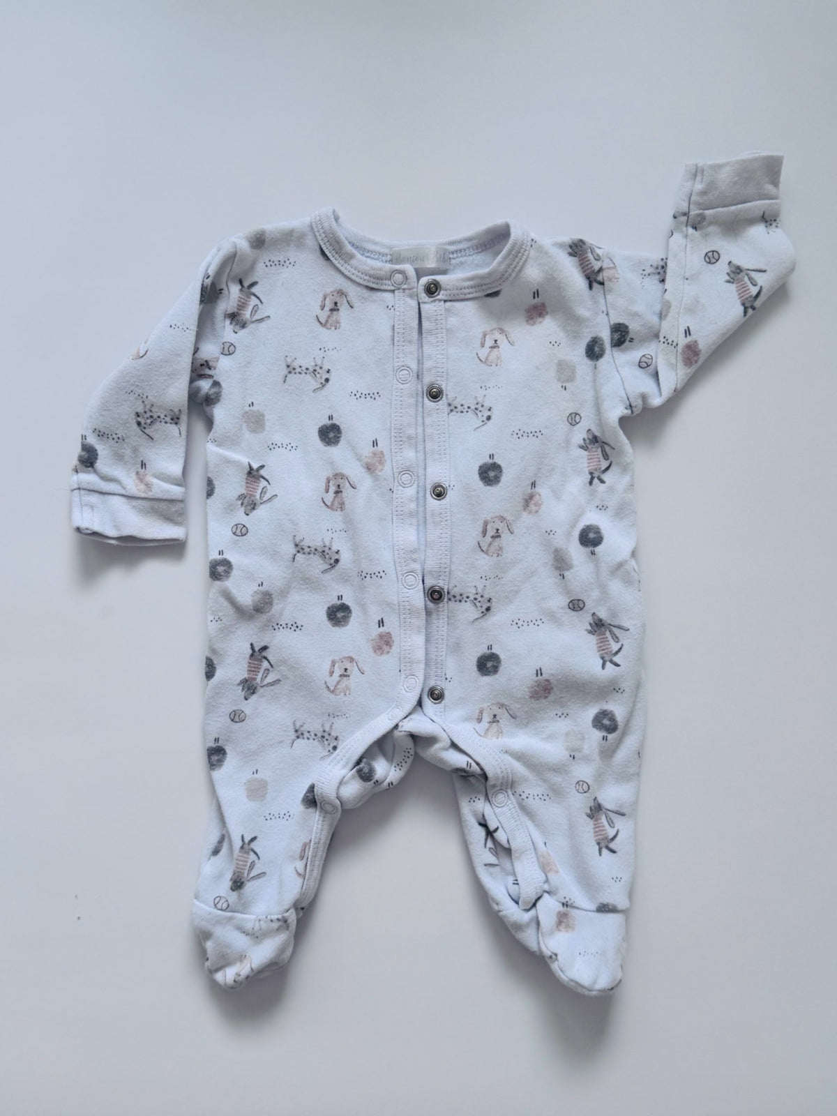 Bonjour Bebe Petit Chien footed onesie, Kids 3 Month (0-3M)