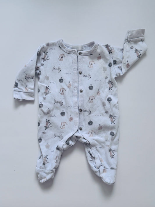 Bonjour Bebe Petit Chien footed onesie, Kids 3 Month (0-3M)