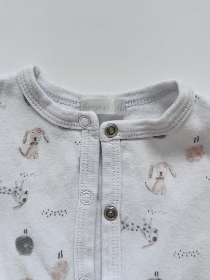 Bonjour Bebe Petit Chien footed onesie, Kids 3 Month (0-3M)