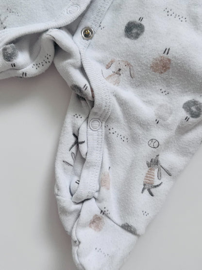 Bonjour Bebe Petit Chien footed onesie, Kids 3 Month (0-3M)