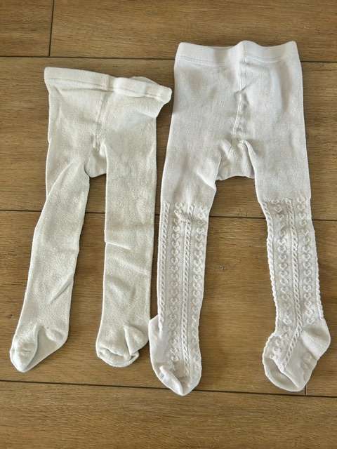 Baby Girls White Tights 0-6m, 12-18m, Kids 6 Month (3-6M)