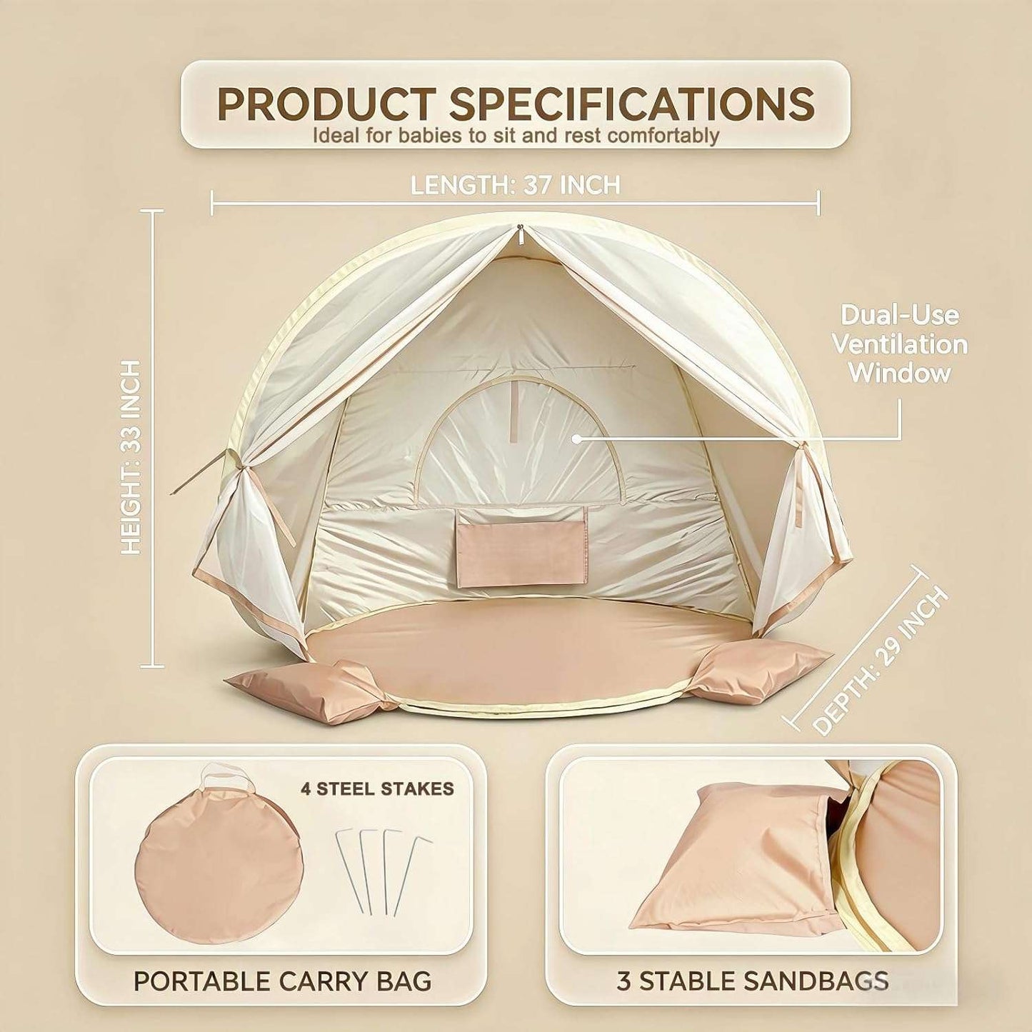 Pop-up Sunshade Beach Tent, Brand New in Box