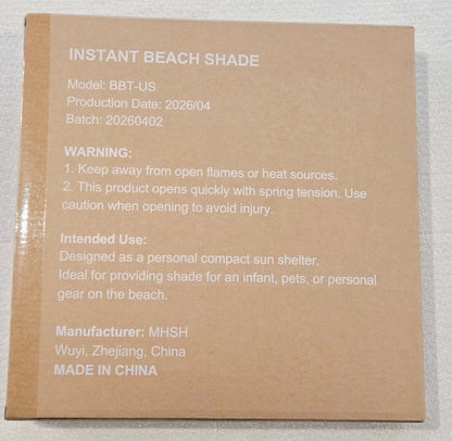 Pop-up Sunshade Beach Tent, Brand New in Box