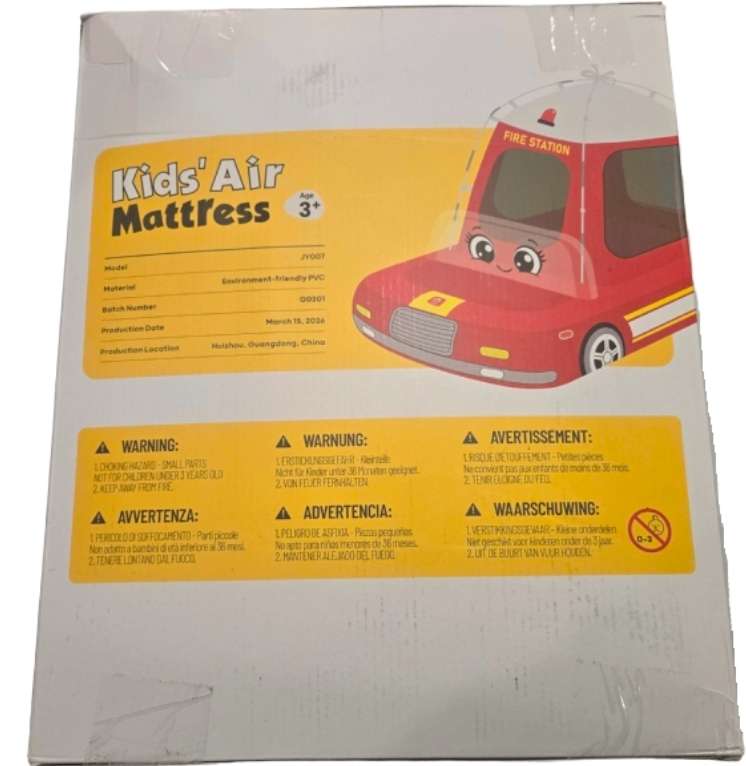 Fire Truck Inflatable Kid's Mattress, QPAU, NWT, MSRP $79.99