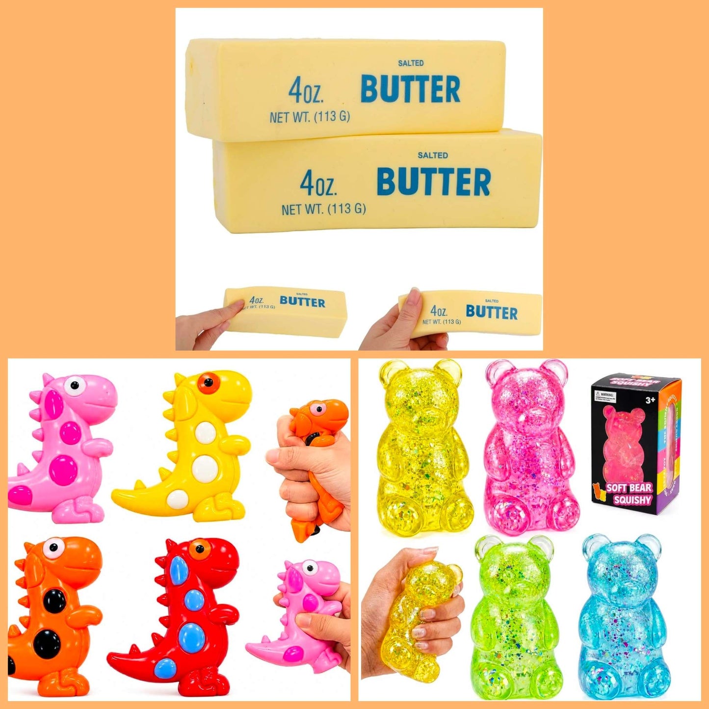 Squishy Fidget Squeeze Toys Bundle, 3 brand new sets, MSRP $80
