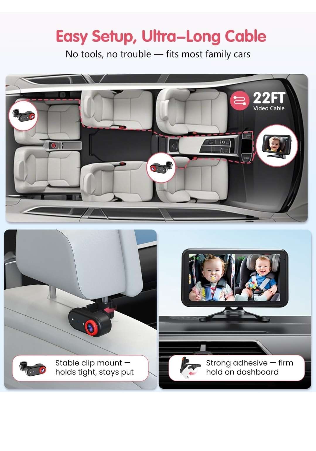 Dual Baby Car Camera with HD display, NWT, MSRP $99.99