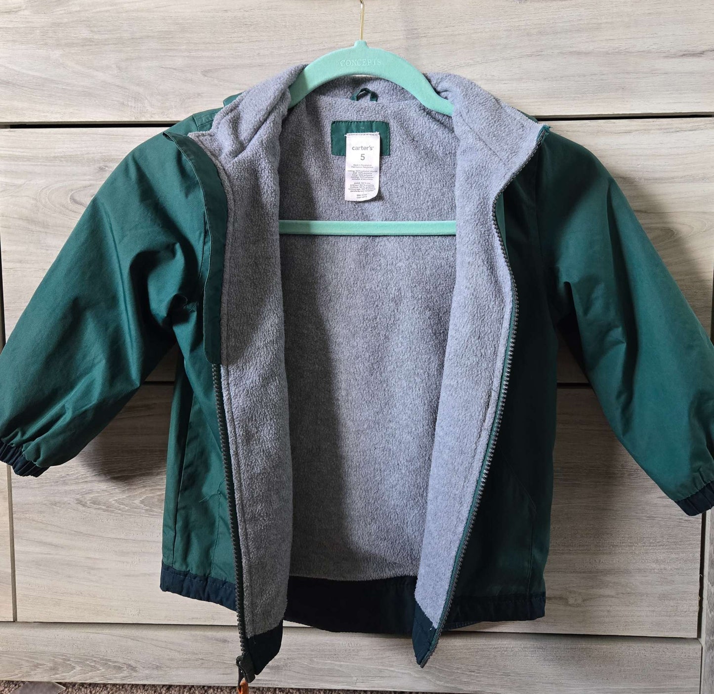 Boys Green Rain Jacket, size 5, Carter's , Kids 5/5T (extra small)