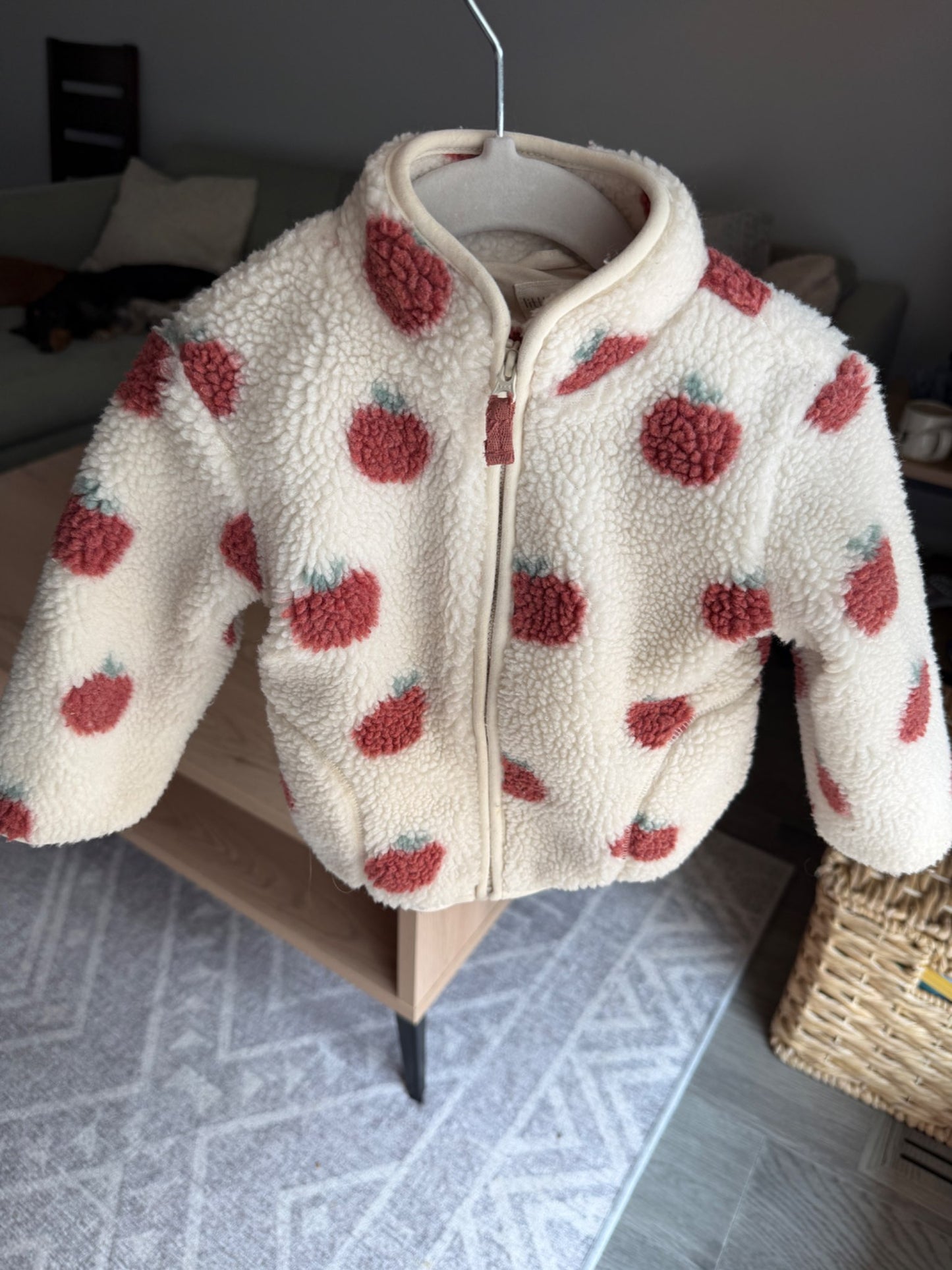 Little planet Sherpa jacket- Apple print, 12M