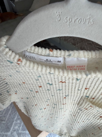Zara long sleeve bodysuit, waffle confetti, newborn