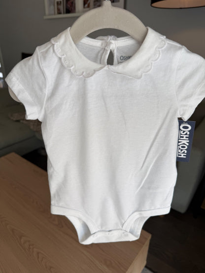 White collared  bodysuit, BNWT, 6 months , Kids 6 Month (3-6M)