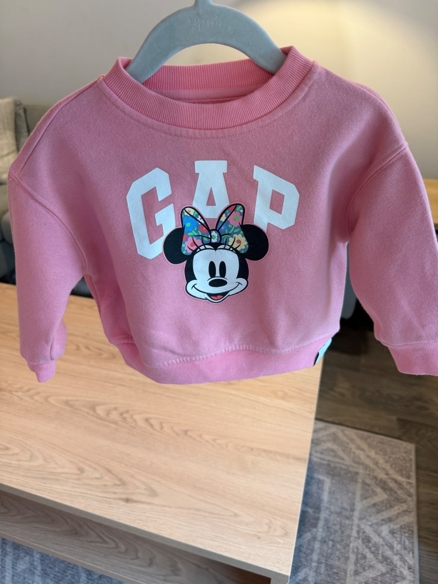 Gap Minnie Mouse pink sweatshirt 6-12M , Kids 12 Month (9-12M)