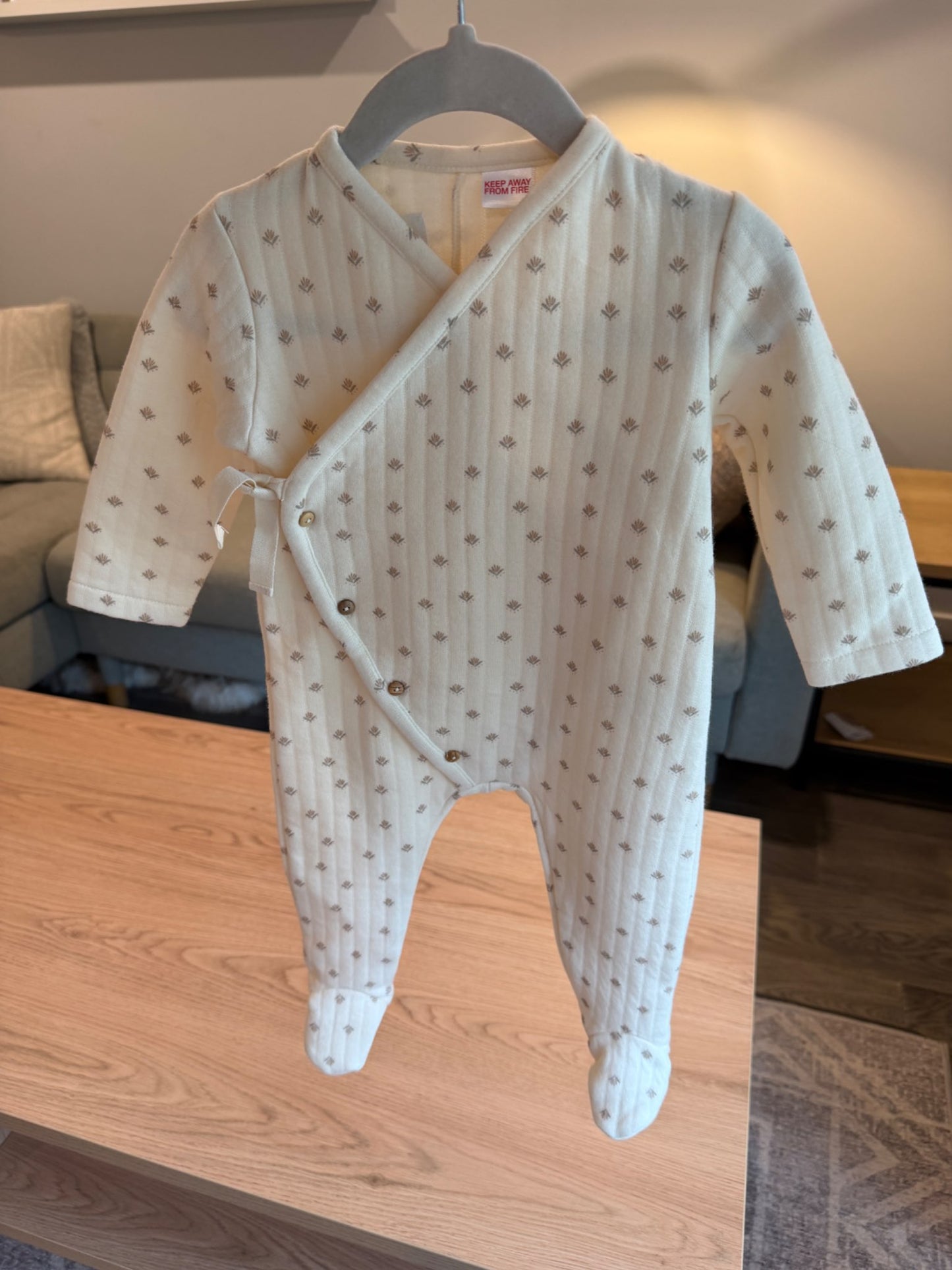 Zara knit cream footed play suit, 3-6M