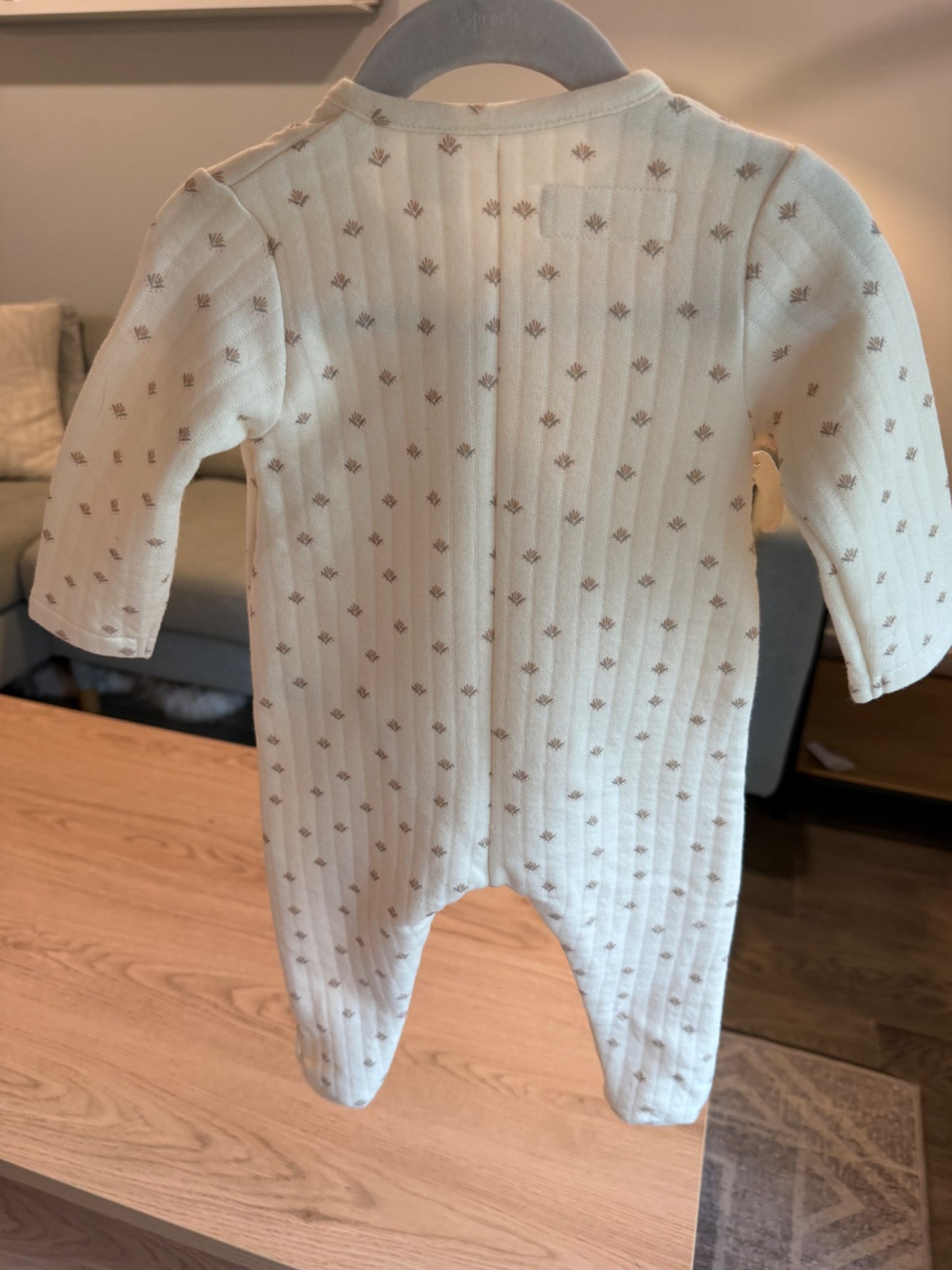 Zara knit cream footed play suit, 3-6M