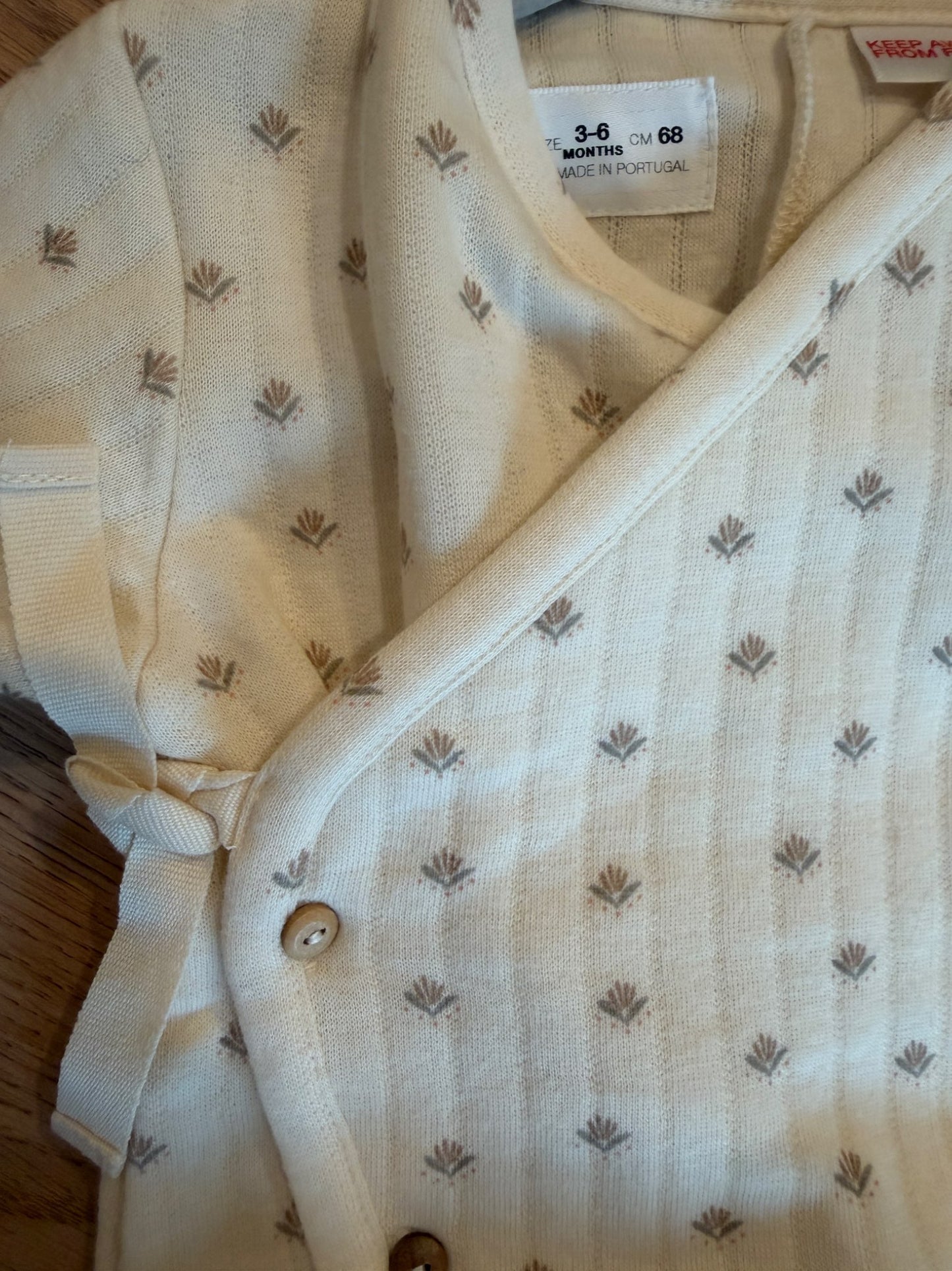 Zara knit cream footed play suit, 3-6M