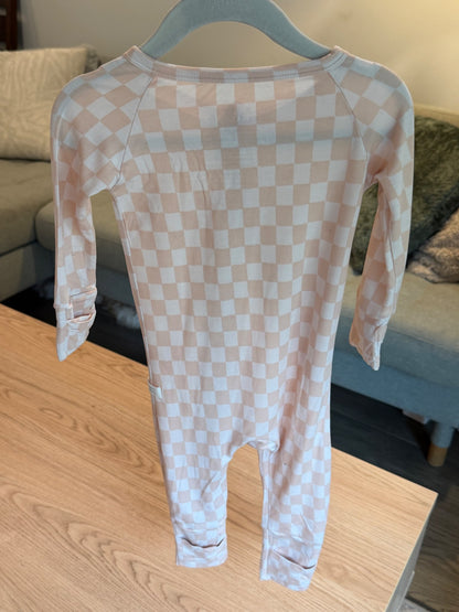 Loulou lollipop pink checkered sleeper 6-12M, Kids 12 Month (9-12M)