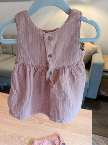 Little Planet dusty pink gauze dress 6M, Kids 6 Month (3-6M)