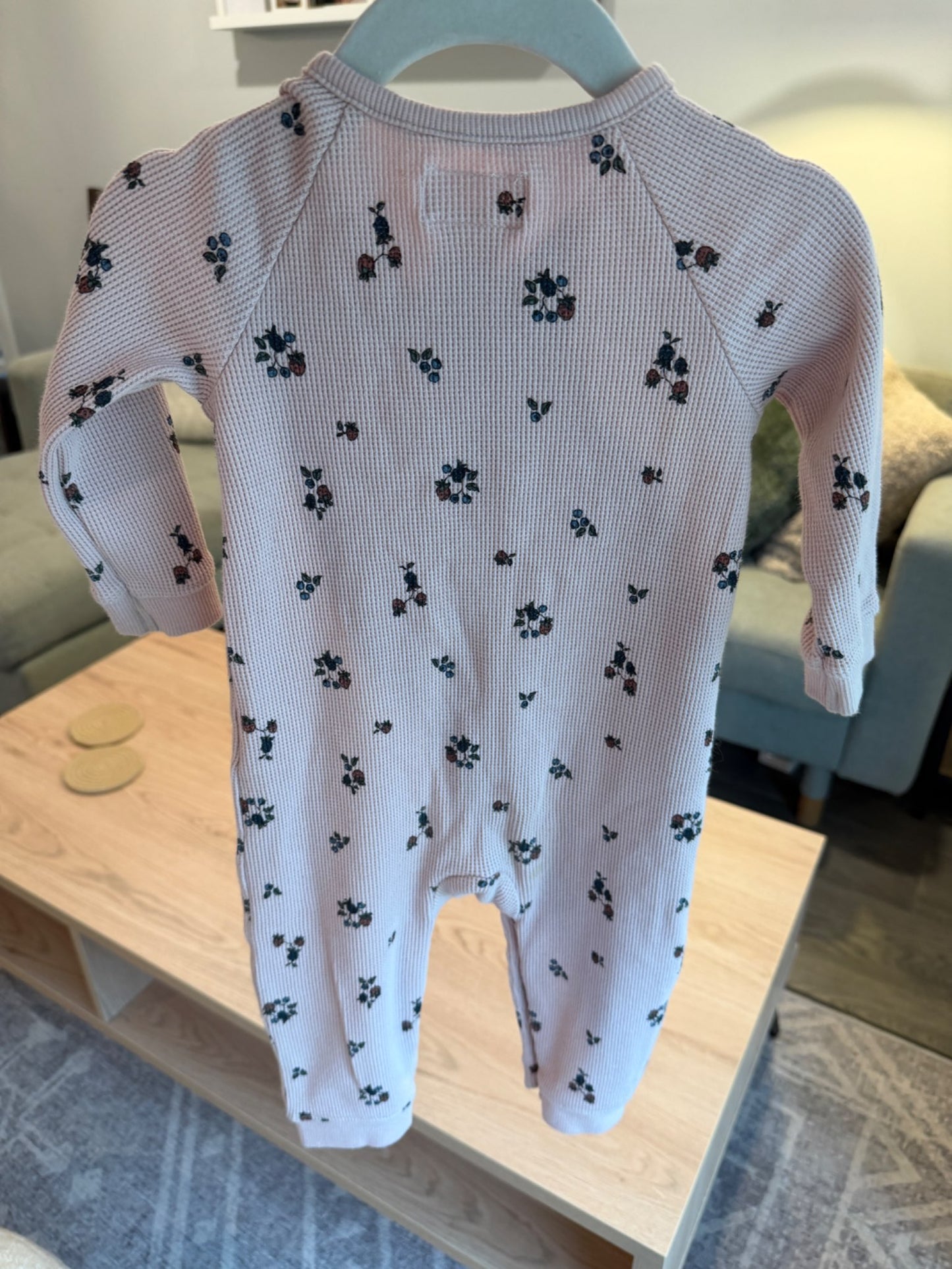 Little Planet Waffle pink floral playsuit 9M, Kids 9 Month (6-9M)