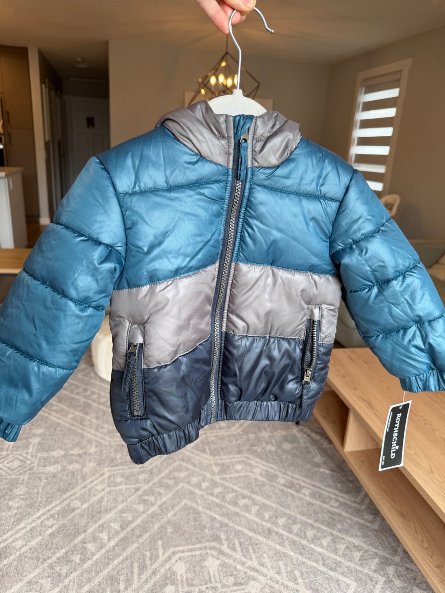Rothschild, Blue and Grey puffer jacket, BNWT, 2T, Kids 2T