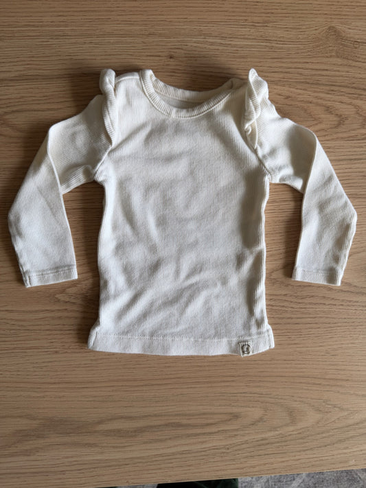 Little planet white ribbed long sleeve w/ shoulder ruffle, 6M, Kids 6 Month (3-6M)