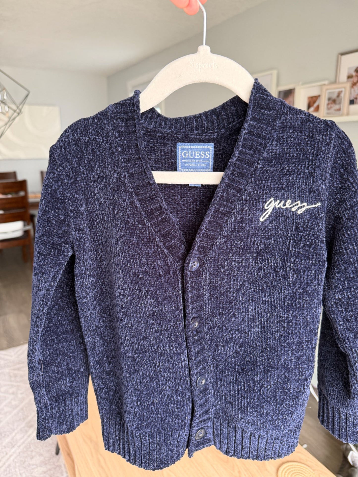 Guess, Velour knit cardigan, navy, 4T, Kids 4/4T