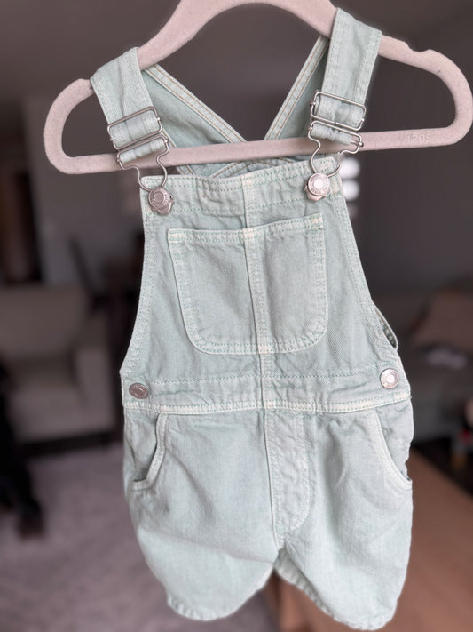 Zara, Denim short overalls, 9-12M, Kids 12 Month (9-12M)