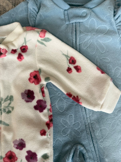 Fleece Newborn Carters sleepers x2, Kids Newborn