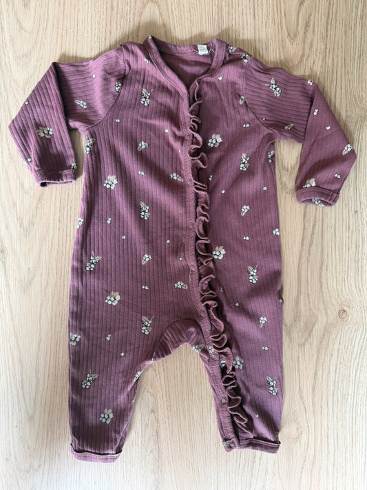 Fixoni Ribbed ruffle snap pajama/romper, newborn, Kids Newborn