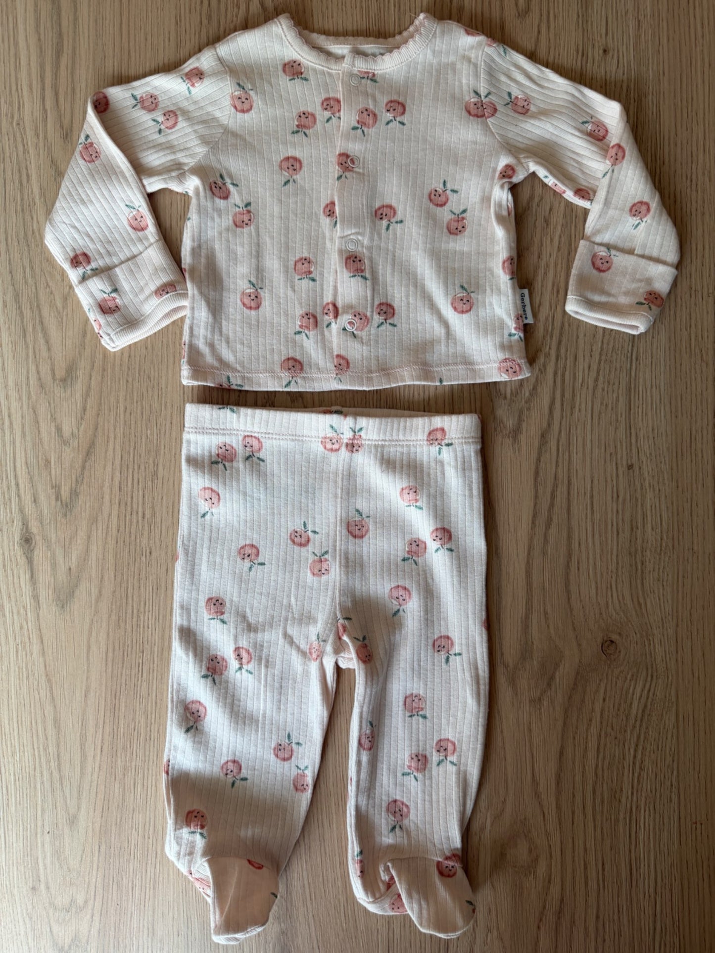 Light pink peach print matching set, 0-3M, Kids 3 Month (0-3M)