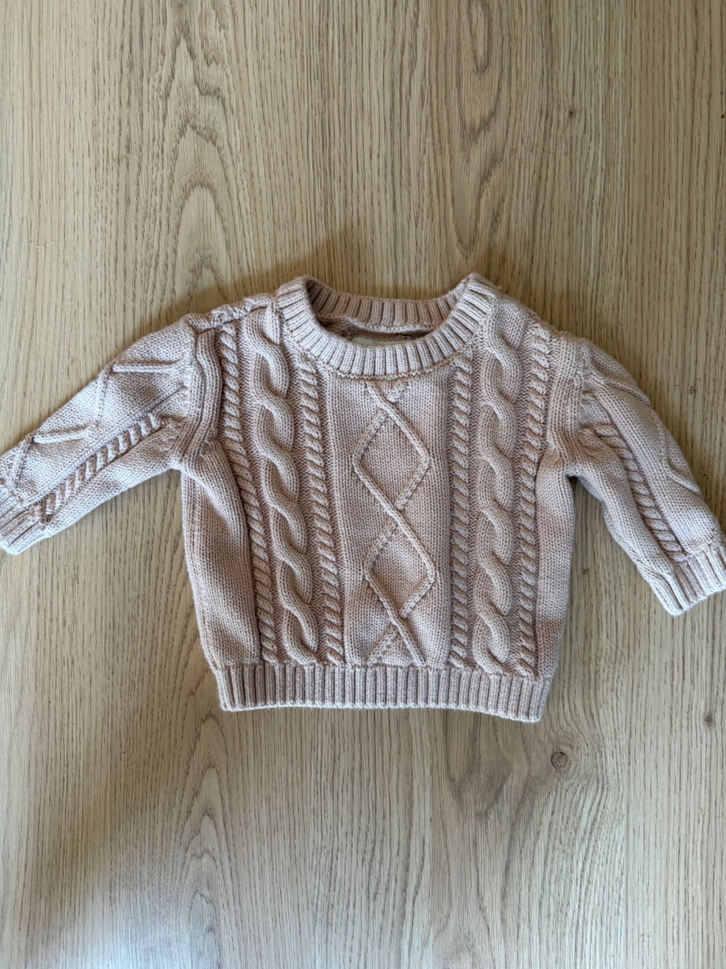 Little Planet pink cable knit sweater- 3M, Kids 3 Month (0-3M)