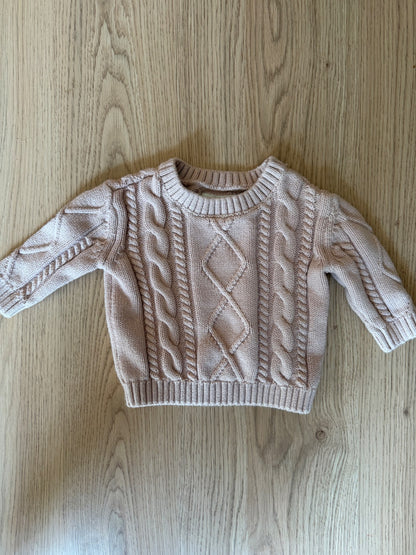 Little Planet pink cable knit sweater- 3M, Kids 3 Month (0-3M)