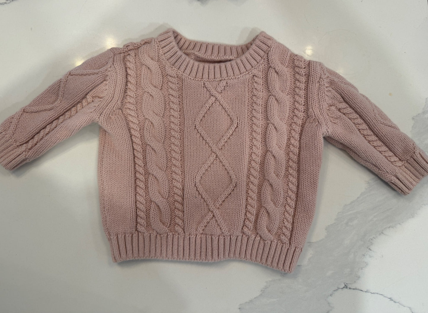 Little Planet pink cable knit sweater- 3M, Kids 3 Month (0-3M)