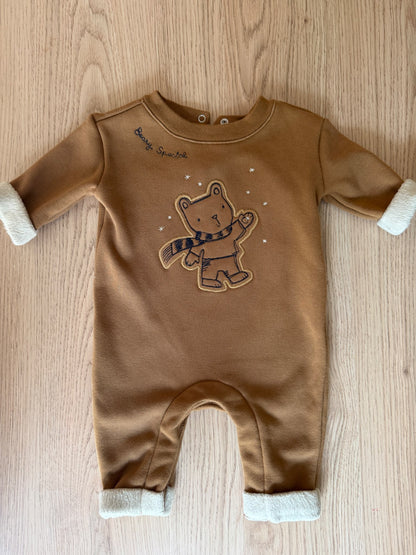 Gap brown teddy bear playsuit/romper 3M, Kids 3 Month (0-3M)