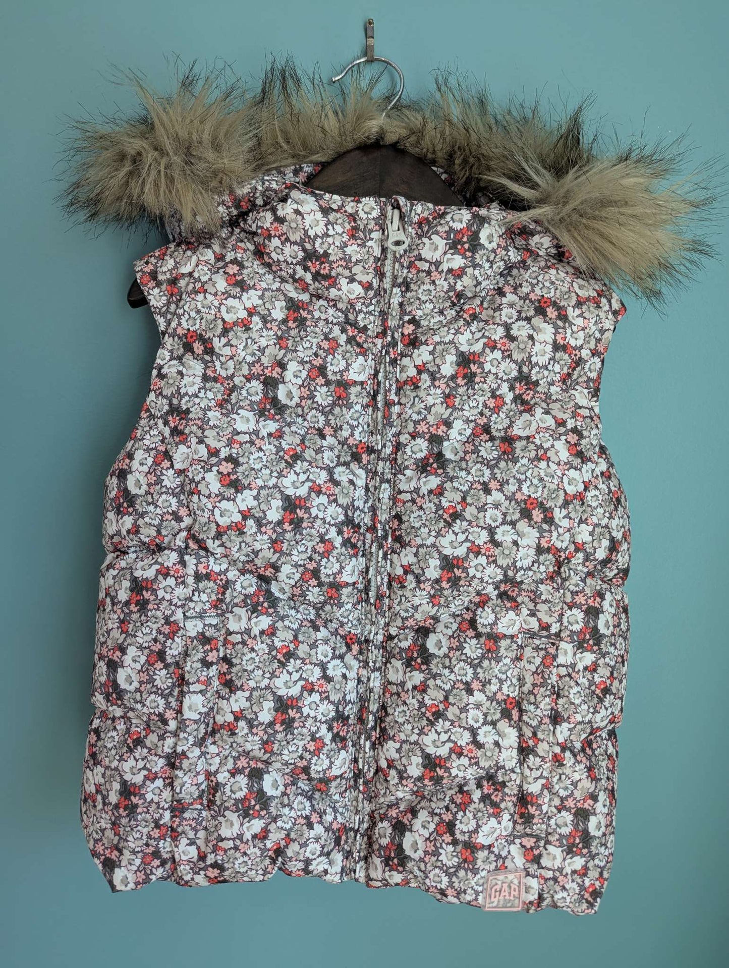 Gap Hooded Down Puffy Vest with Removable Faux Fur  , Kids 5/5T