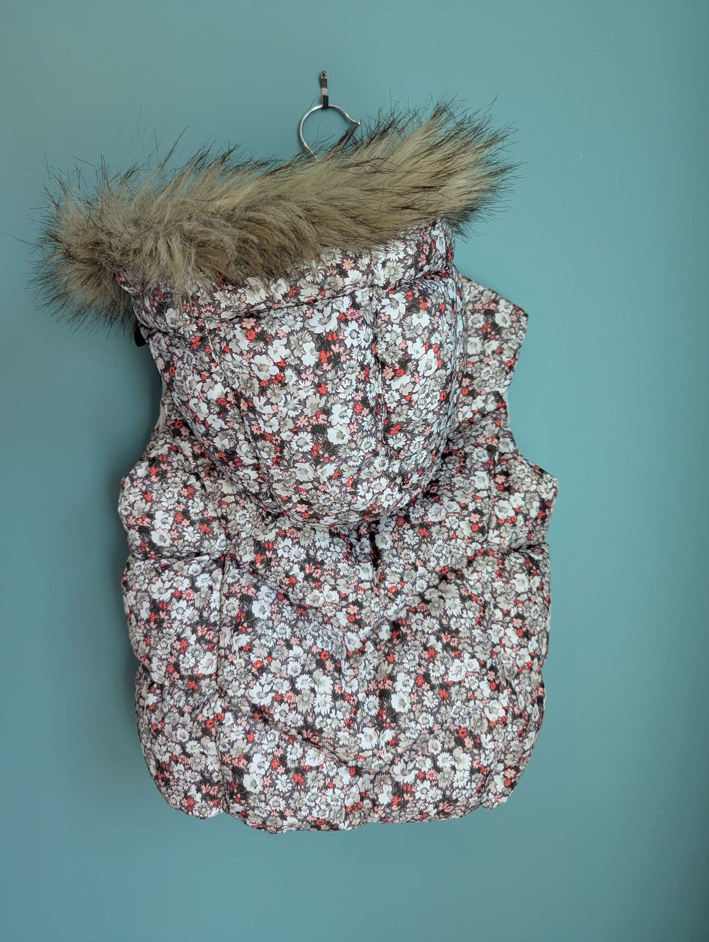 Gap Hooded Down Puffy Vest with Removable Faux Fur  , Kids 5/5T
