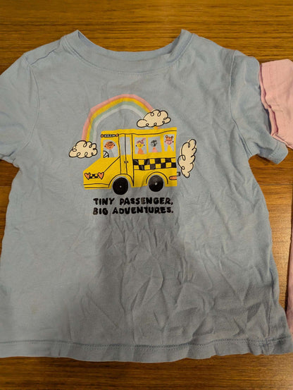 2 Tshirts - School Bus & Hungarian Woman, Kids 4/4T