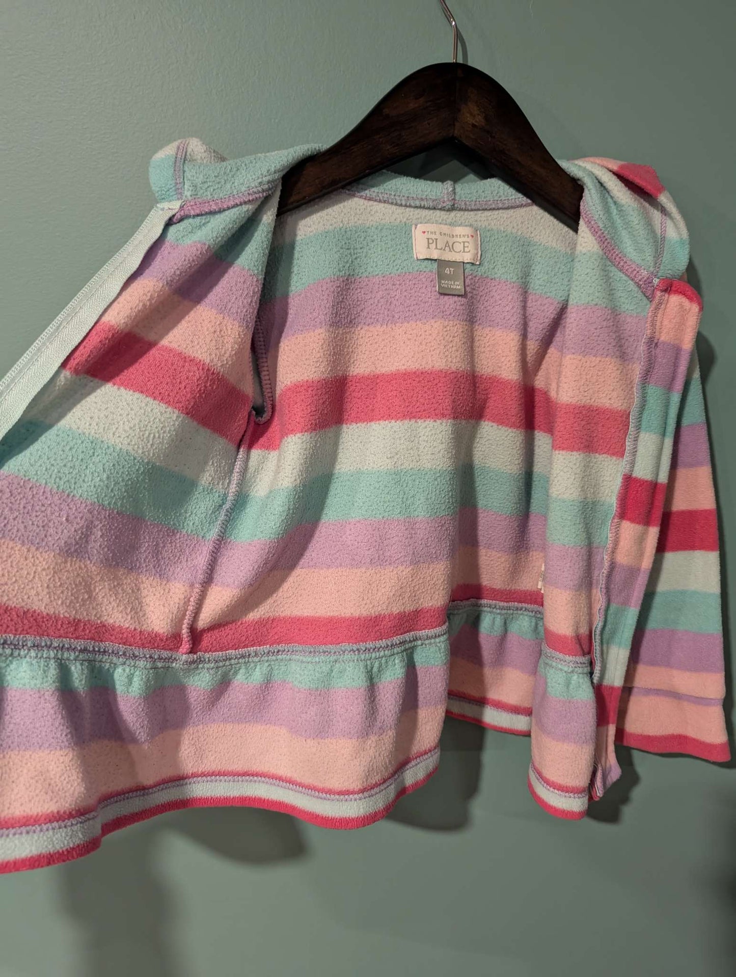 Fleece Zipper Sweater with Bear Ear Hood, Kids 4/4T
