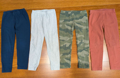 4 Pairs of Old Navy Leggings - Navy, Grey, Camo, Rust Coloured, Kids 4/4T