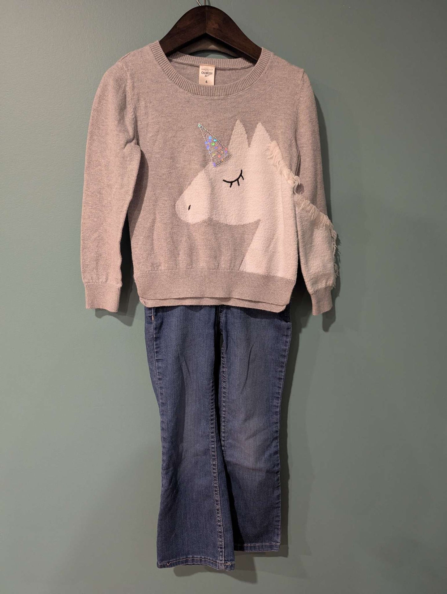 Unicorn Sweater & Jeans Set, Kids 4/4T