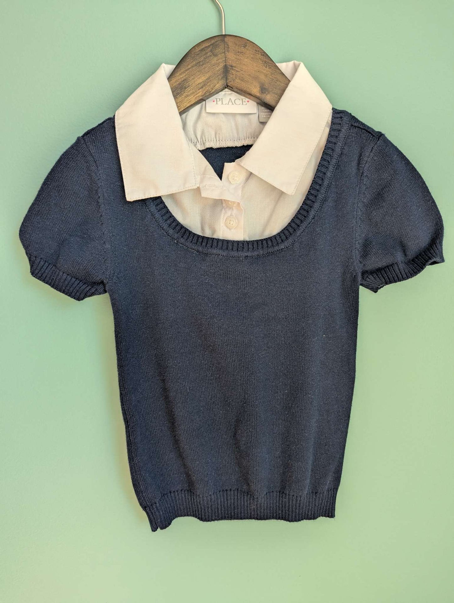 Plaid Skirt & Faux Collar Knit Top, Kids 4/4T