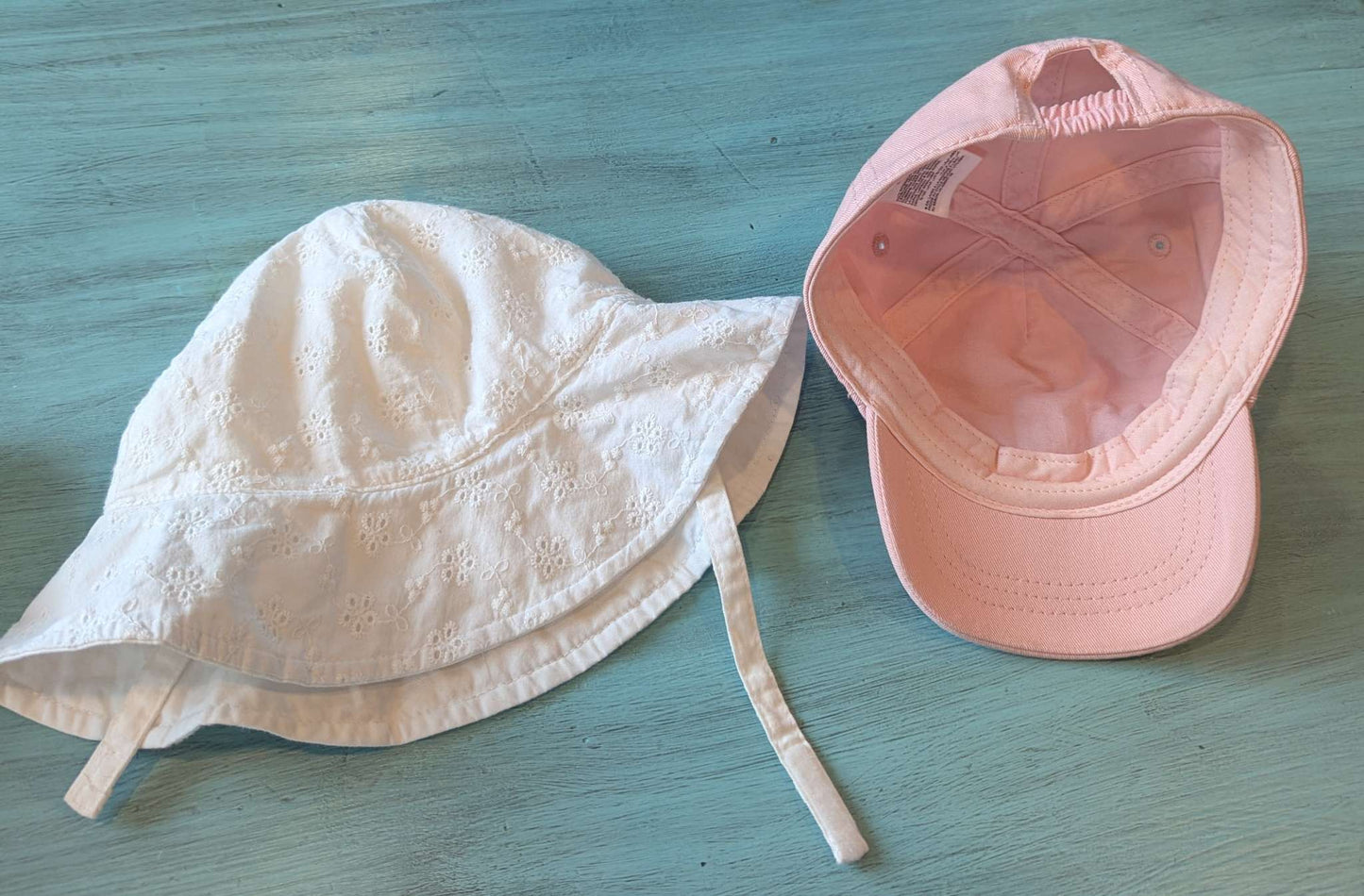 12-18 Month Eyelet Sun Hat & XS Pink Ball Cap