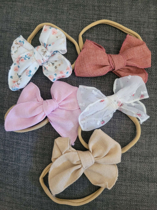 5 bow headbands, baby