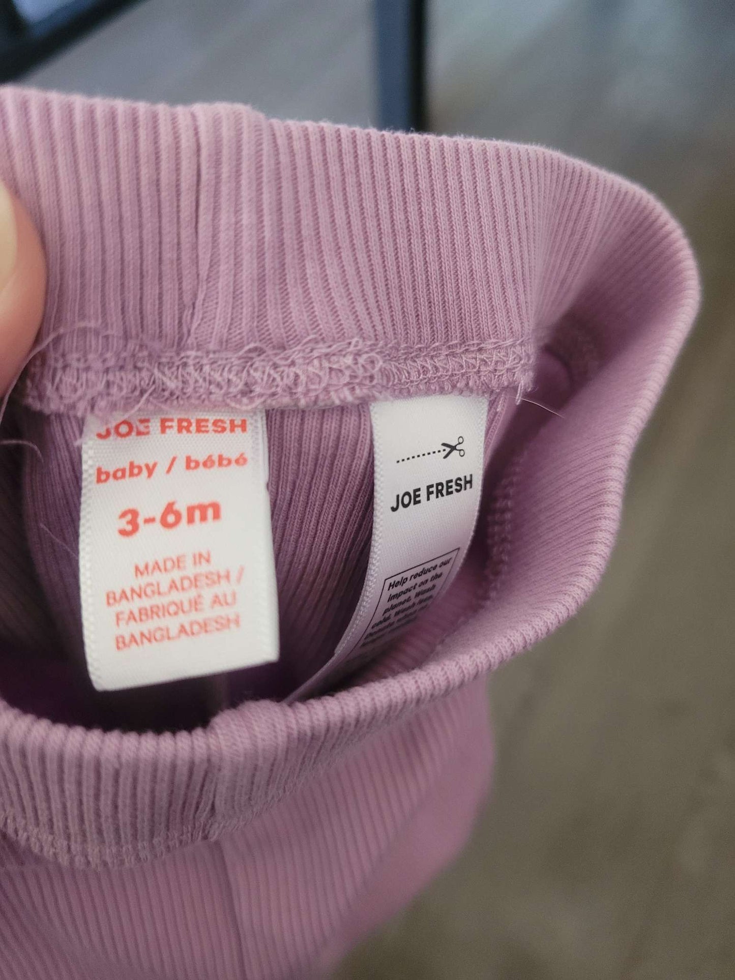 Lavender ribbed leggings, 3-6 months, Joe Fresh, Kids 6 Month (3-6M)