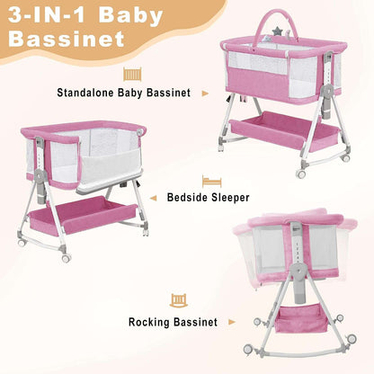 Pink 3 in 1 bassinet
