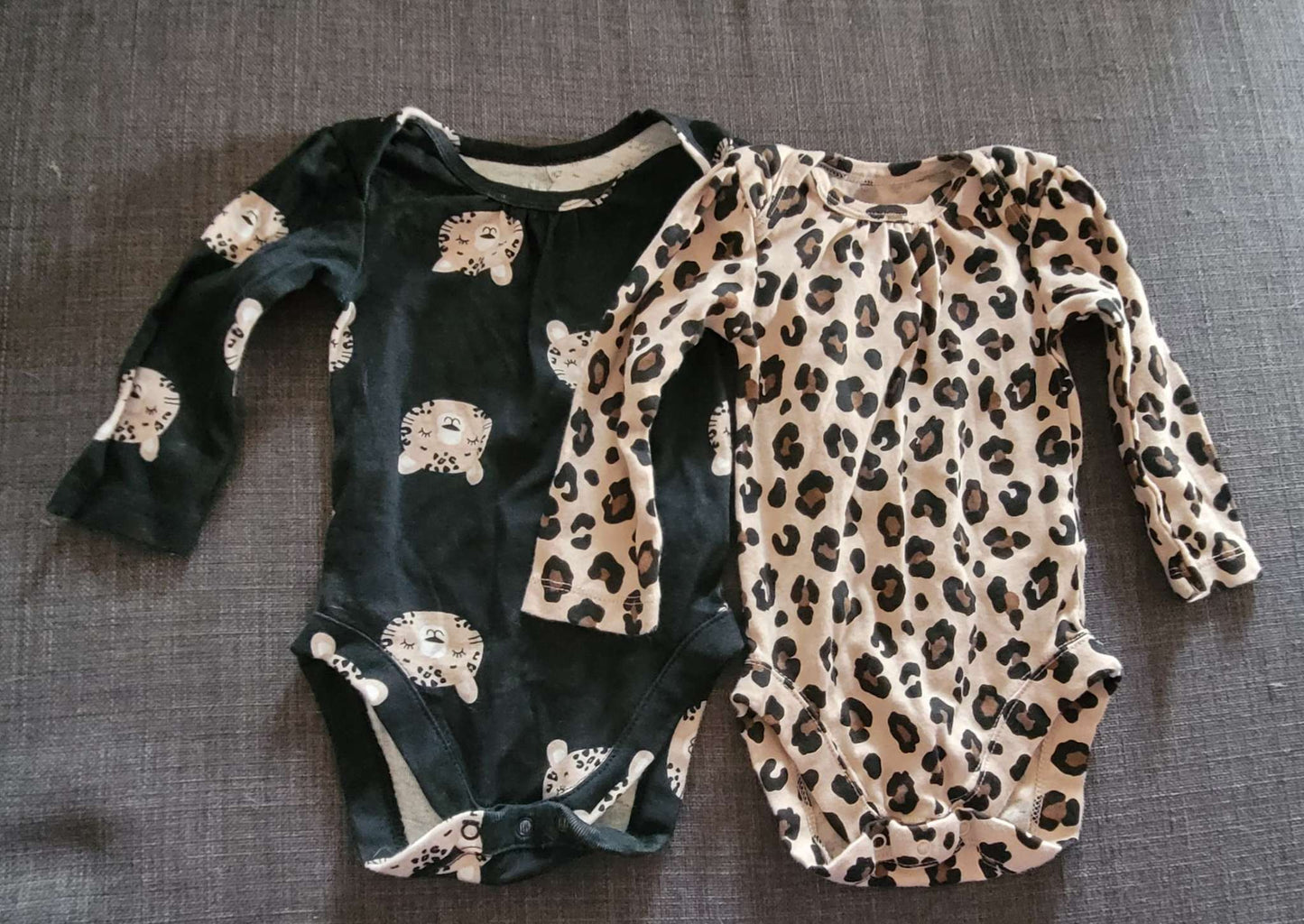 2 long-sleeved onesies, leopard print, 3-6 month, Kids 6 Month (3-6M)