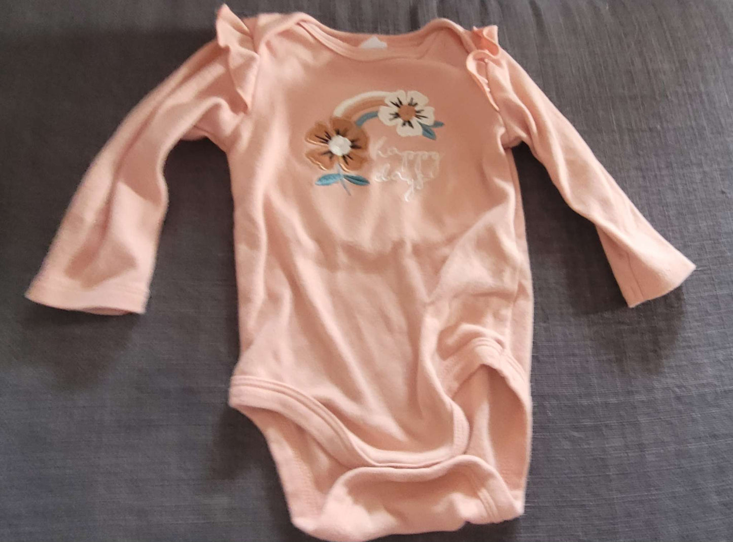 Peach floral outfit, Kids 6 Month (3-6M)
