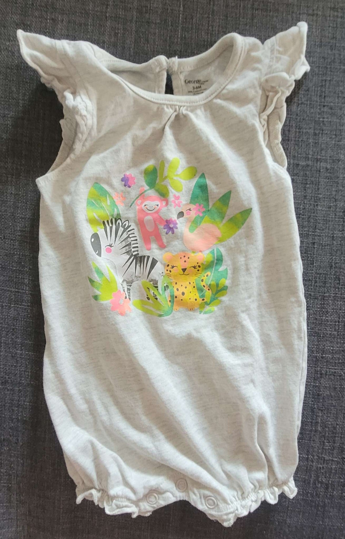 Grey jungle rompers, 3-6 months, Kids 6 Month (3-6M)