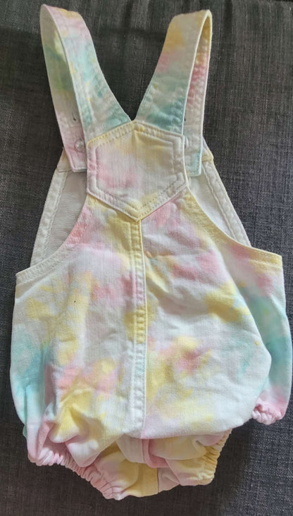 Pastel tie dye denim overalls 12-18 months, Kids 18 Month (12-18M)